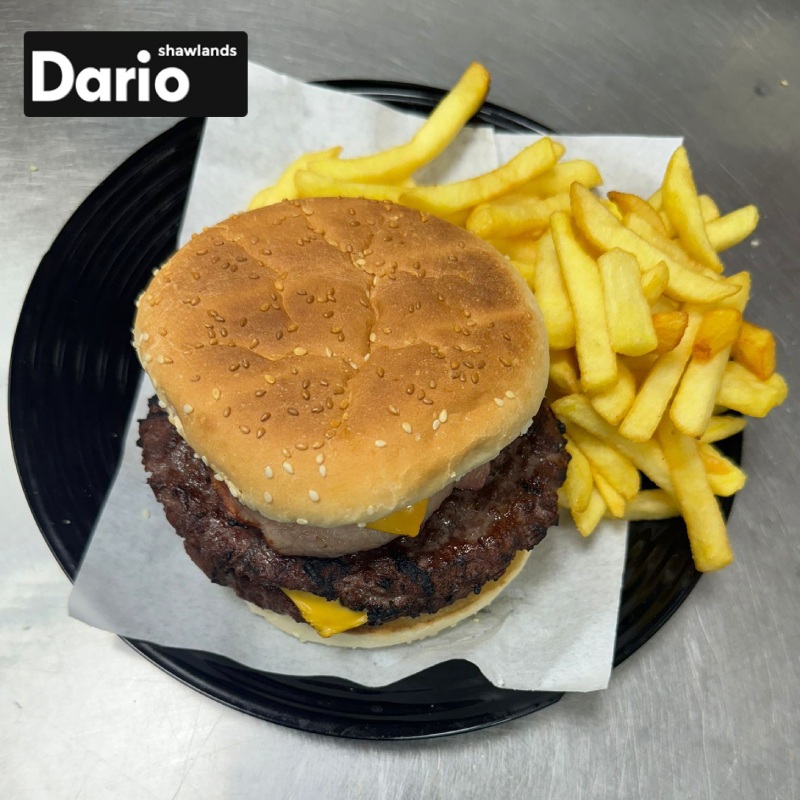 Gourmet Burgers with Fries Served at Dario Pizzeria Shawlands 